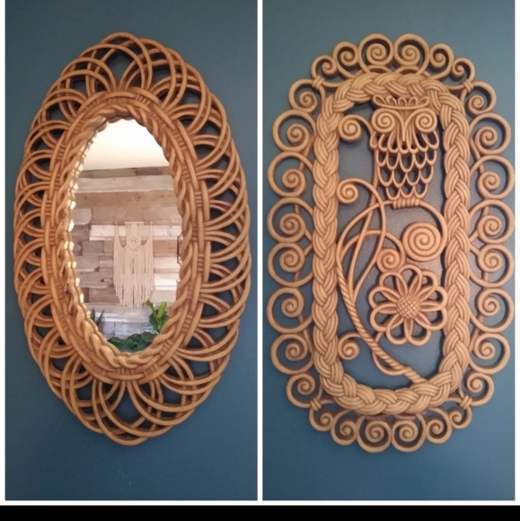 Other - Vintage Owl Mirror Wall Decor Retro 70s